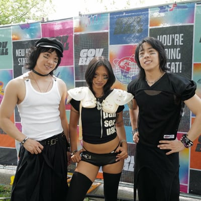 The band Chanpan in front of a Governors Ball backdrop